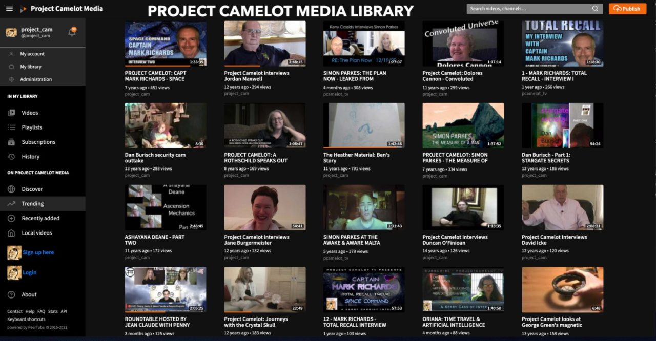 Project Camelot Media Library PROJECT CAMELOT PORTAL