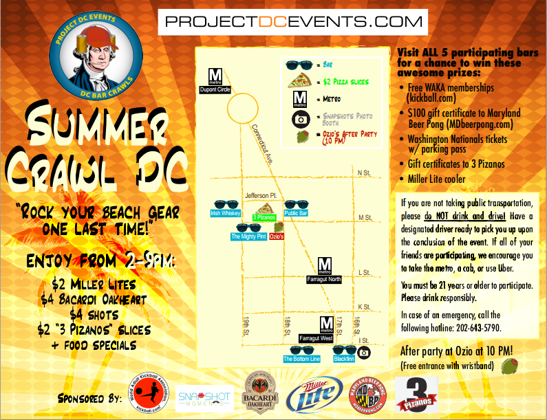Summer Crawl DC 2012 Bar crawl map Project DC Events