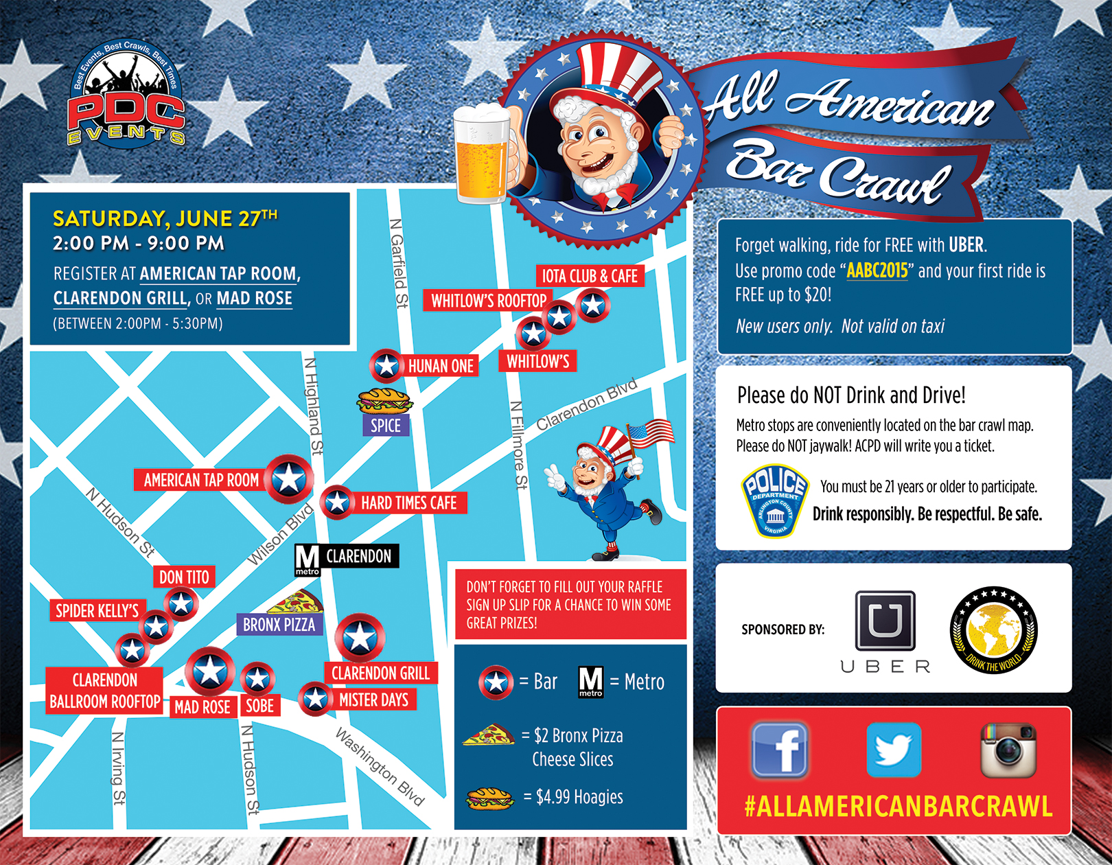 All American Bar Crawl 2015 Route Map Arlington, VA Project DC Events