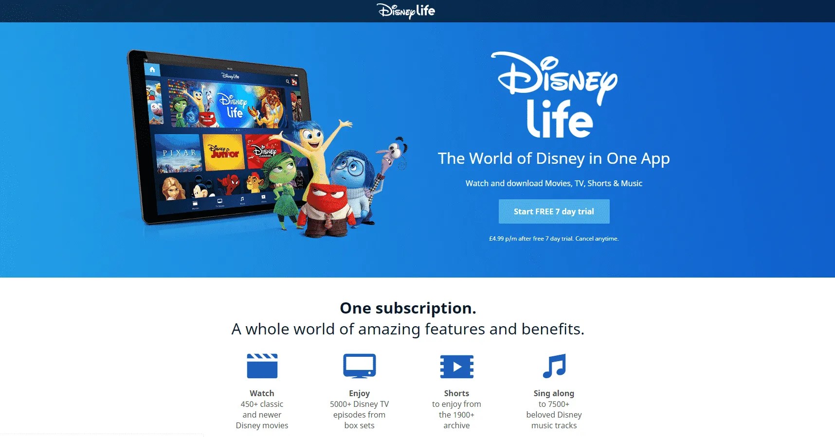 Screenshot of disneylife screen