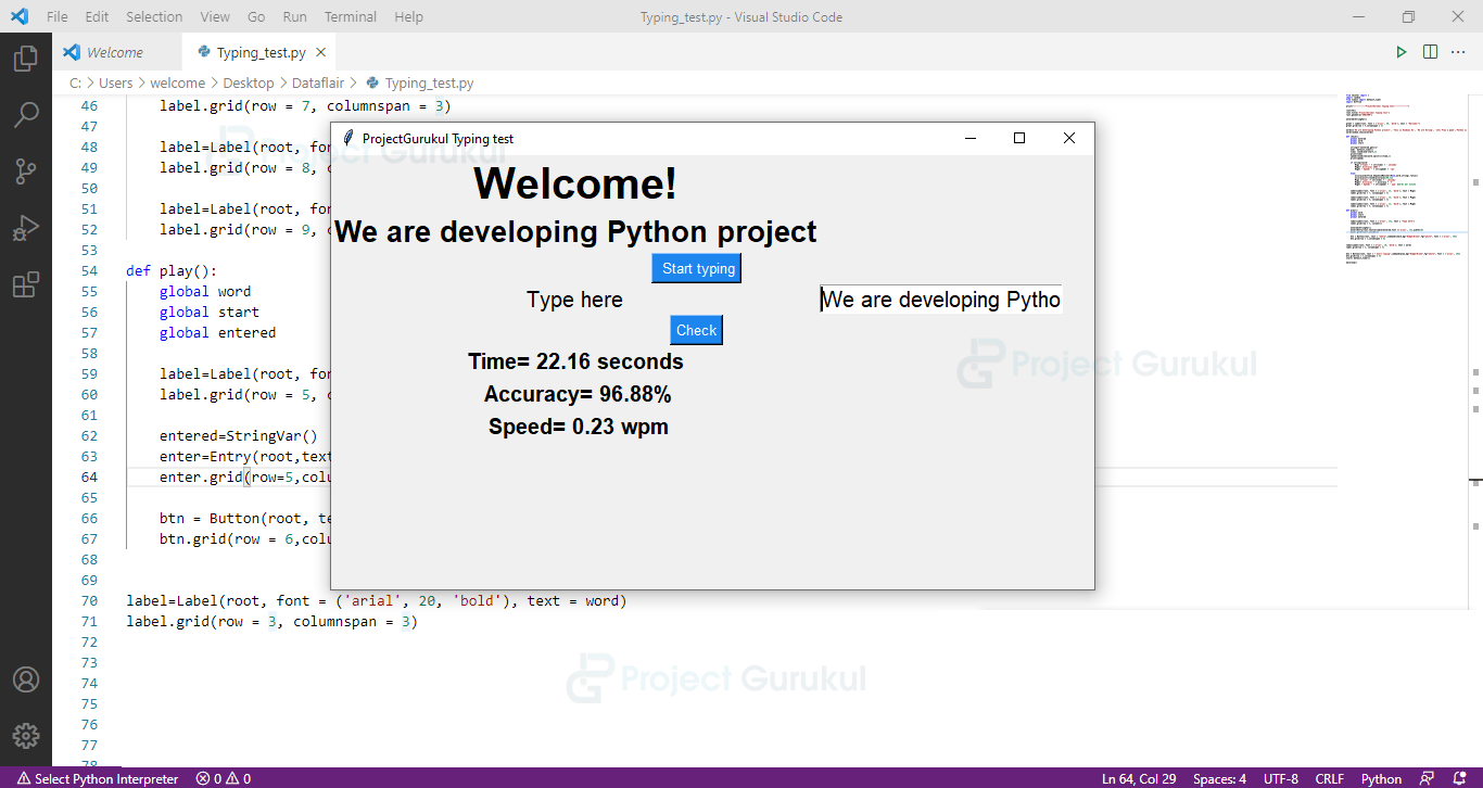 Python Project Typing Speed Test Project Gurukul