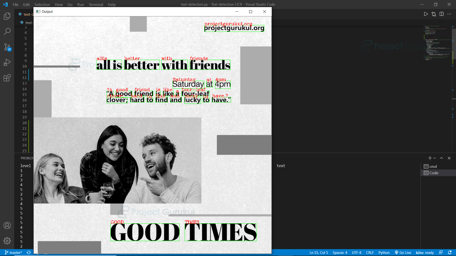 Python Project Text Detection and Extraction with OpenCV and OCR