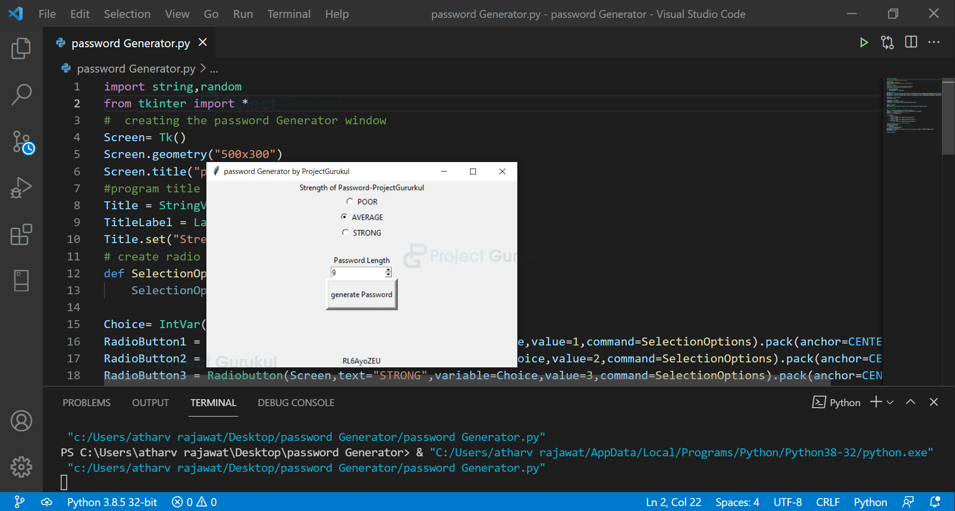 Create a Random Password Generator using Python Project Gurukul