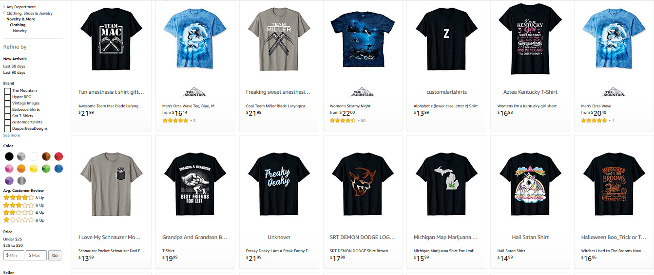 merch by Amazon tshirt samples