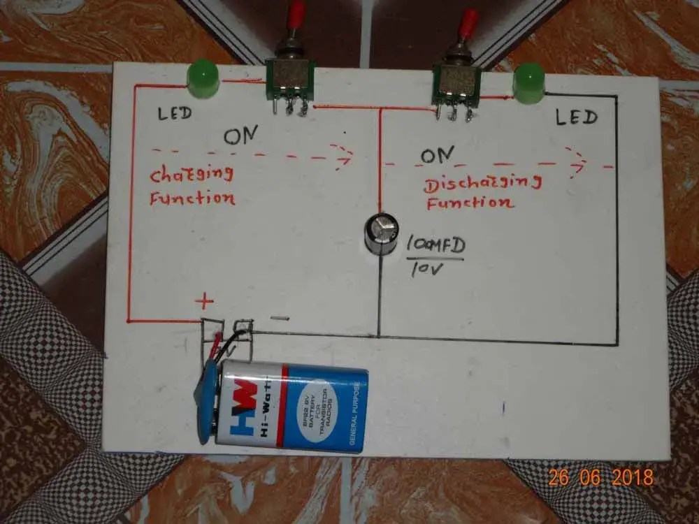 capacitor charging and discharging project