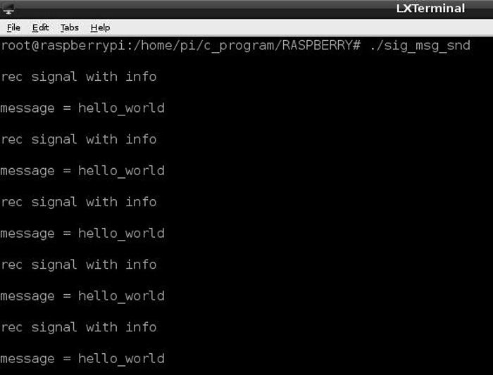 Message Passing between Processes Raspberry Pi Signals
