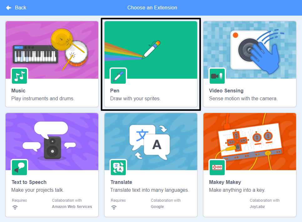 pen extension highlighted