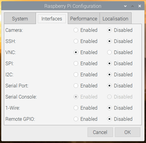 pi configuration interfaces