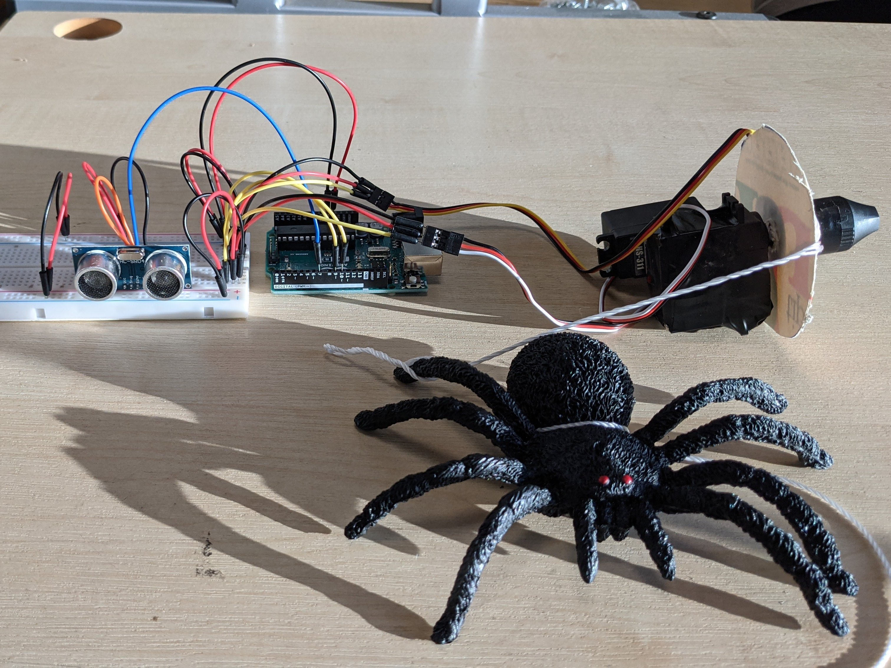 Scary Spider Droppper with motion sensor Arduino Project Hub