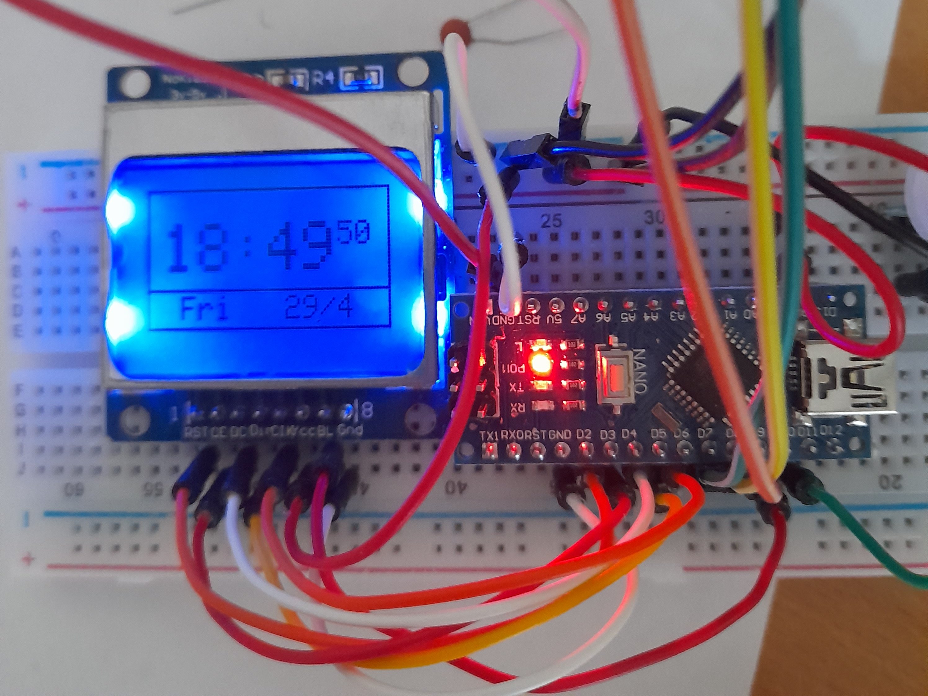 RTC DS1302 Clock on Nokia5110 with a Nano Arduino Project Hub