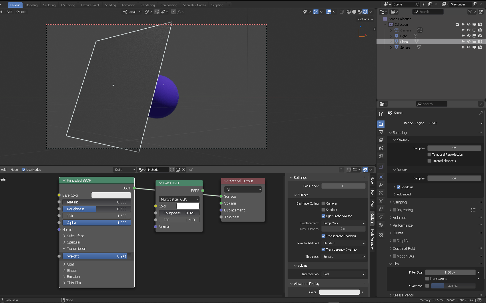 123126 Principled and Glass BSDF Transparency parameters blender