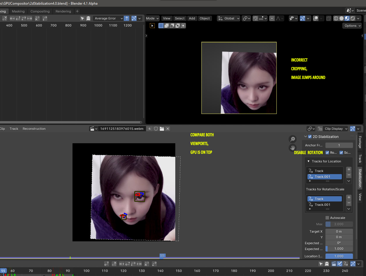 113864 Regression GPU Compositor 2d stabilization is bugged in 4.1