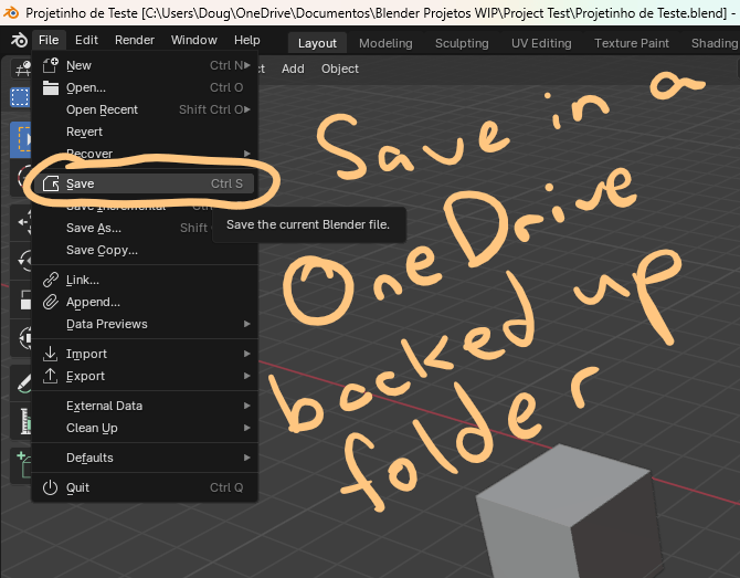 95144 Blender and Microsoft Onedrive problem no differential sync