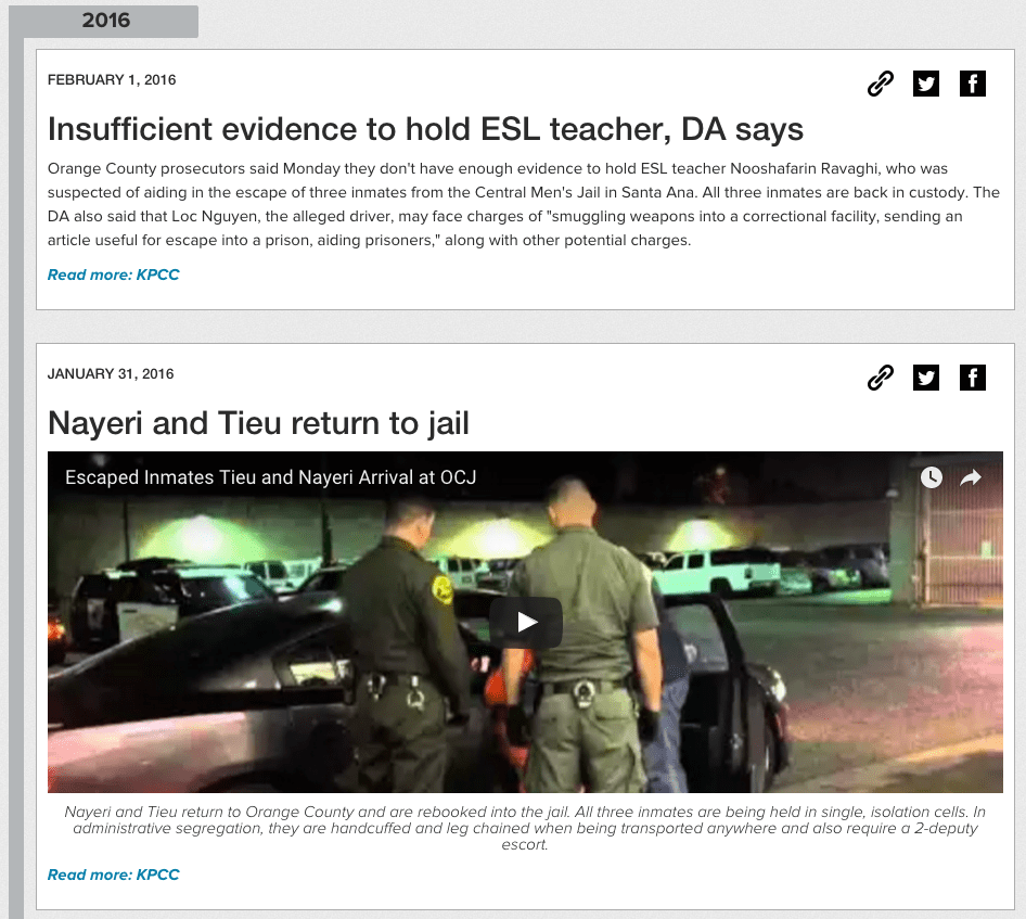 Timeline Orange County Jail Escape
