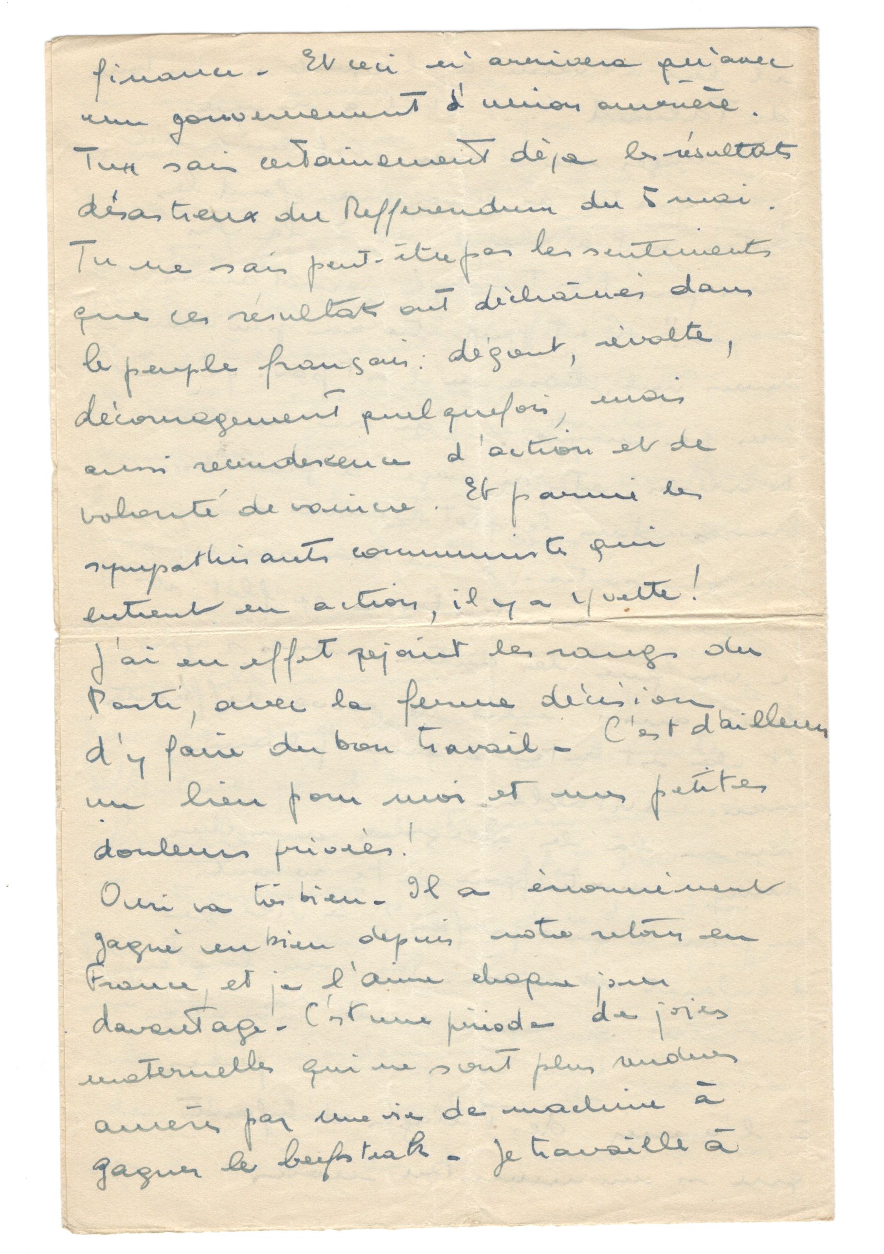 Letter 1946.9 12 May. Yvette to Henri Projet Henri