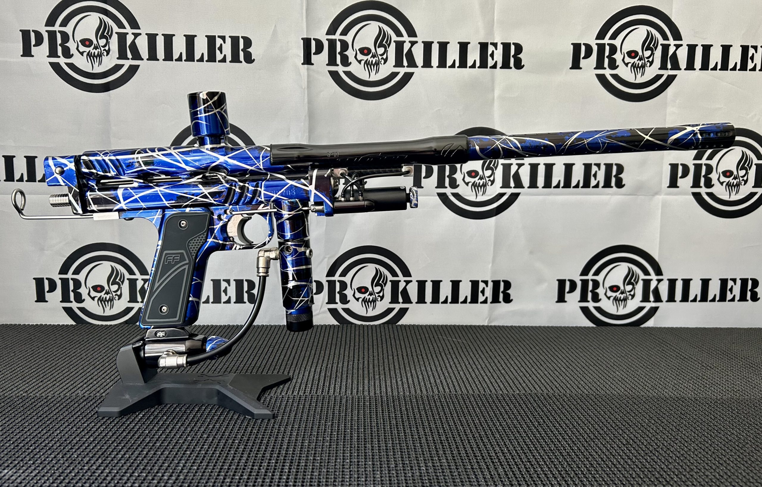 Freeflow Millennium Autococker In Gloss Blue,Black, Silver Splash