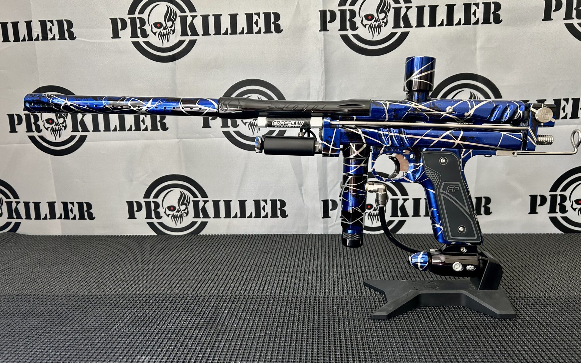 Freeflow Millennium Autococker In Gloss Blue,Black, Silver Splash
