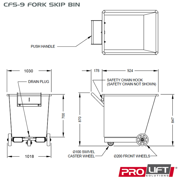 CFS9 Fork Skip Bins Prolift Solutions Pty Ltd