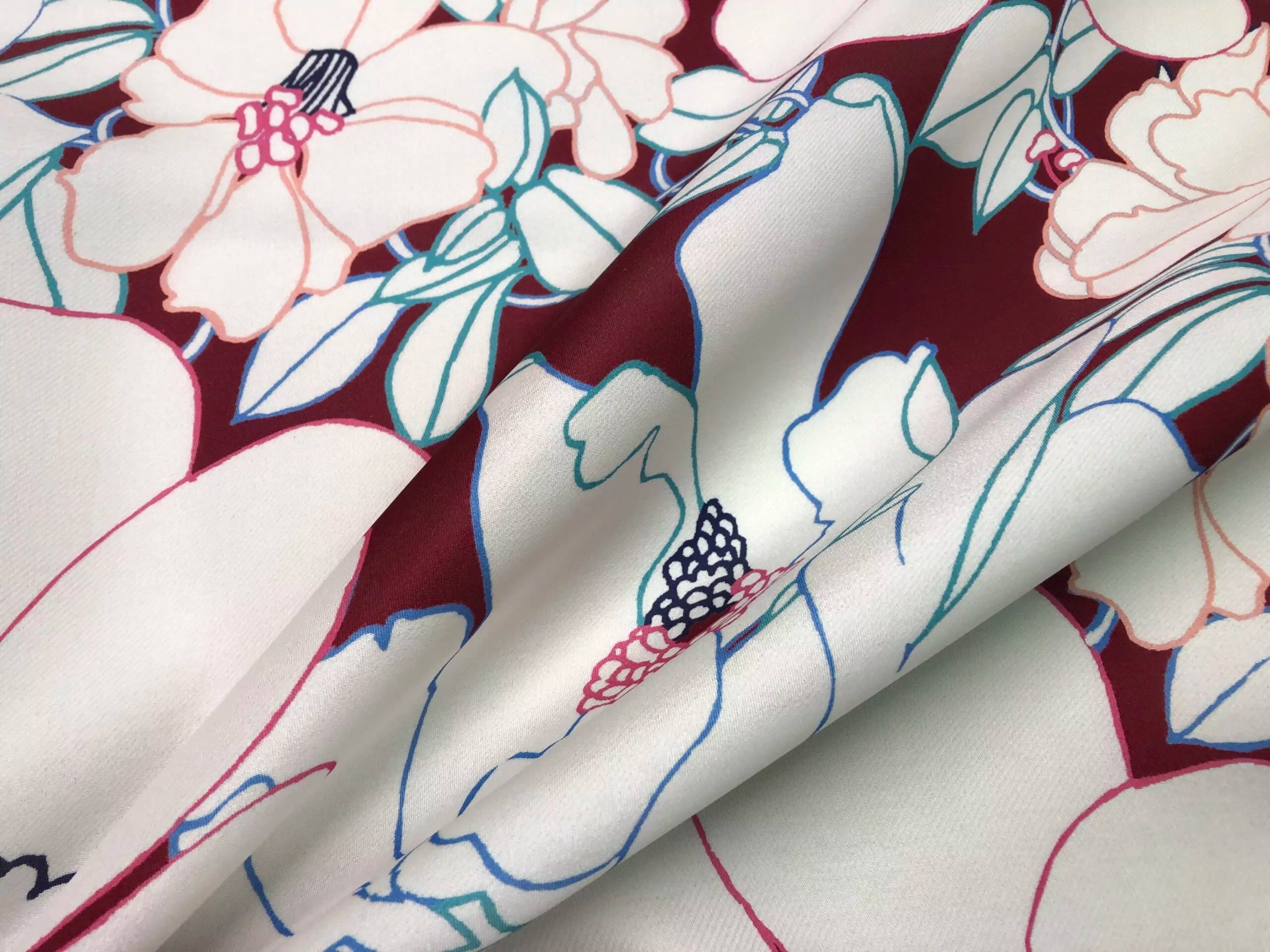 100 Silk Gazar Fabric, Floral Print • Promenade Fine Fabrics