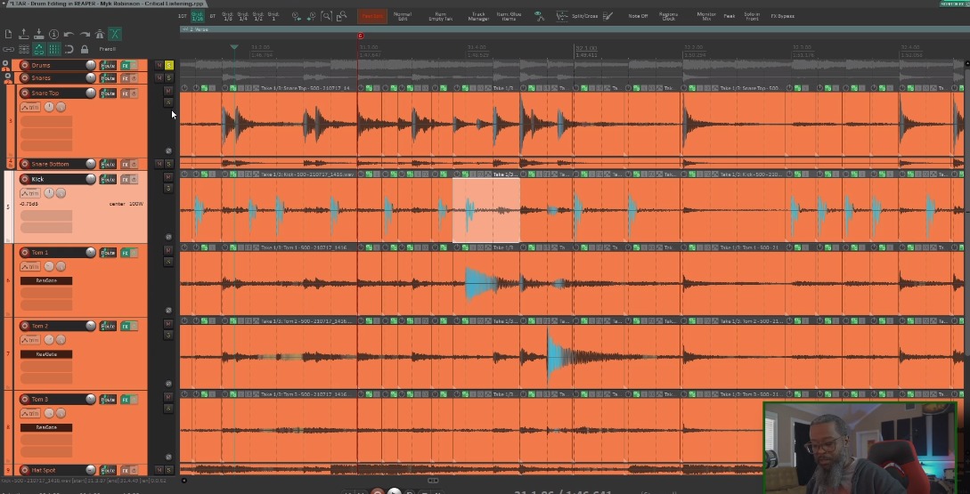 Drum Editing in Reaper with Myk Robinson Pro Mix Academy