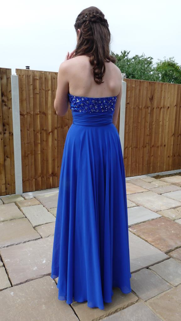 Strapless Sapphire Blue Illusion Dress £100 Prom UK Reloved