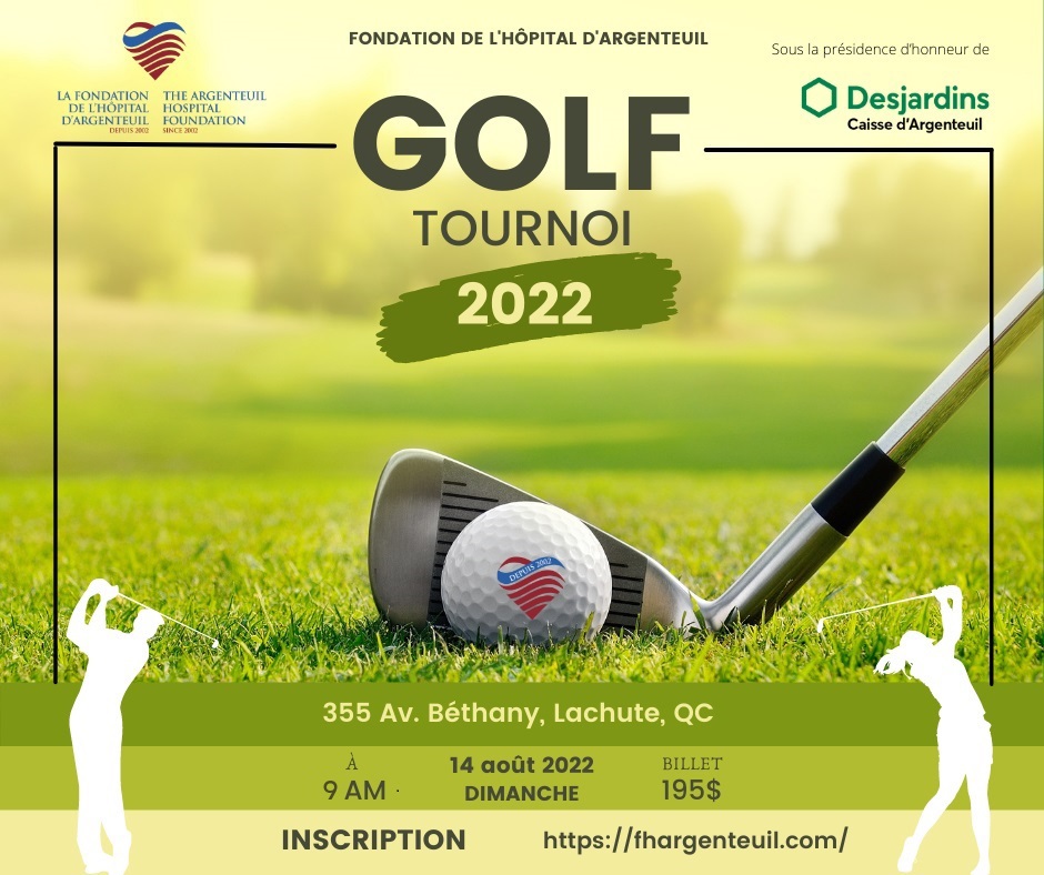 Tournoi de golf 2022 Fondation de l’hôpital d’Argenteuil Pronex