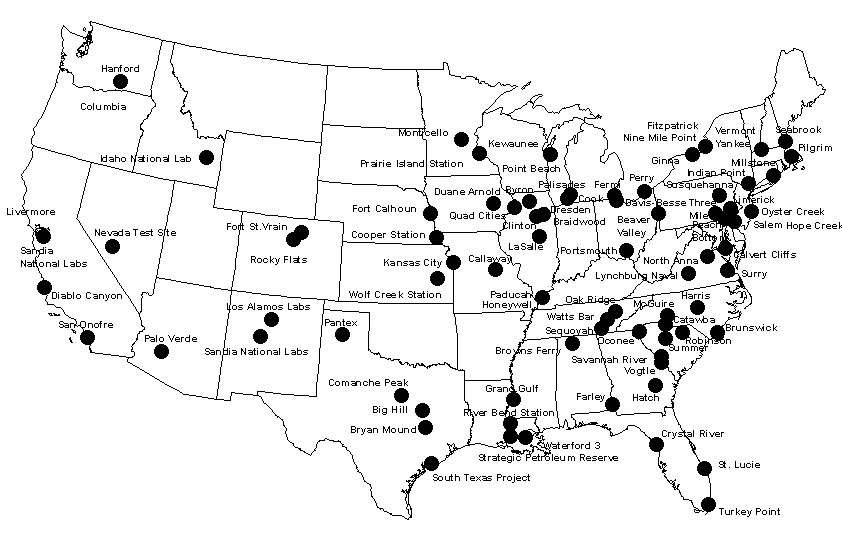 NoFlyZone Nuclear Map USA 10/30/01
