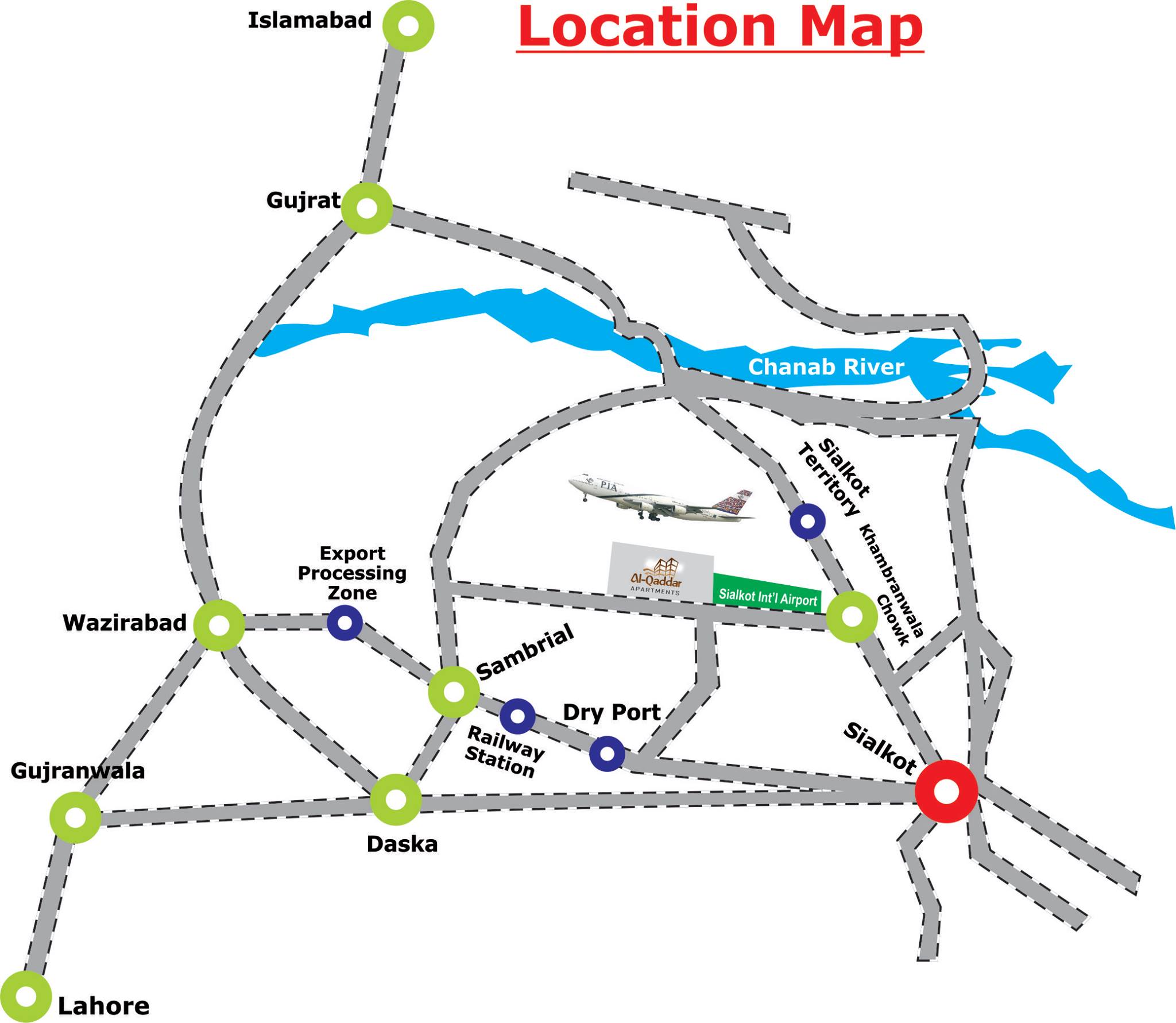 Sialkot Ring Road Project Map AlQaddar Apartments Sialkot Property Blog