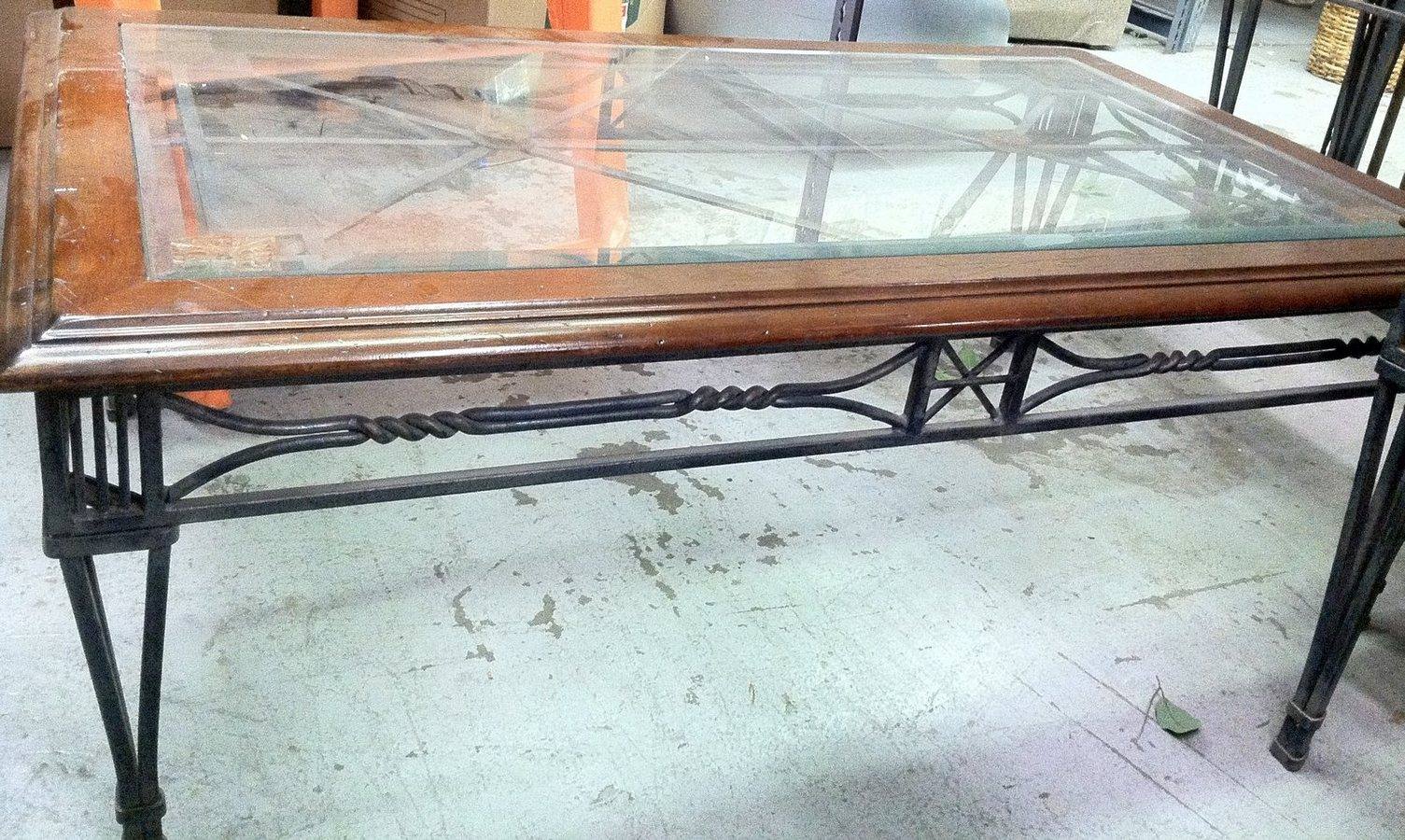 Coffee Table Inset Beveled Glass Top • Psw