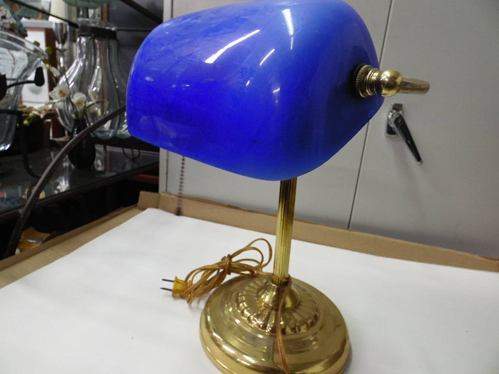 Banker's Lamp Brass Bankers Lamp W/Blu • Psw
