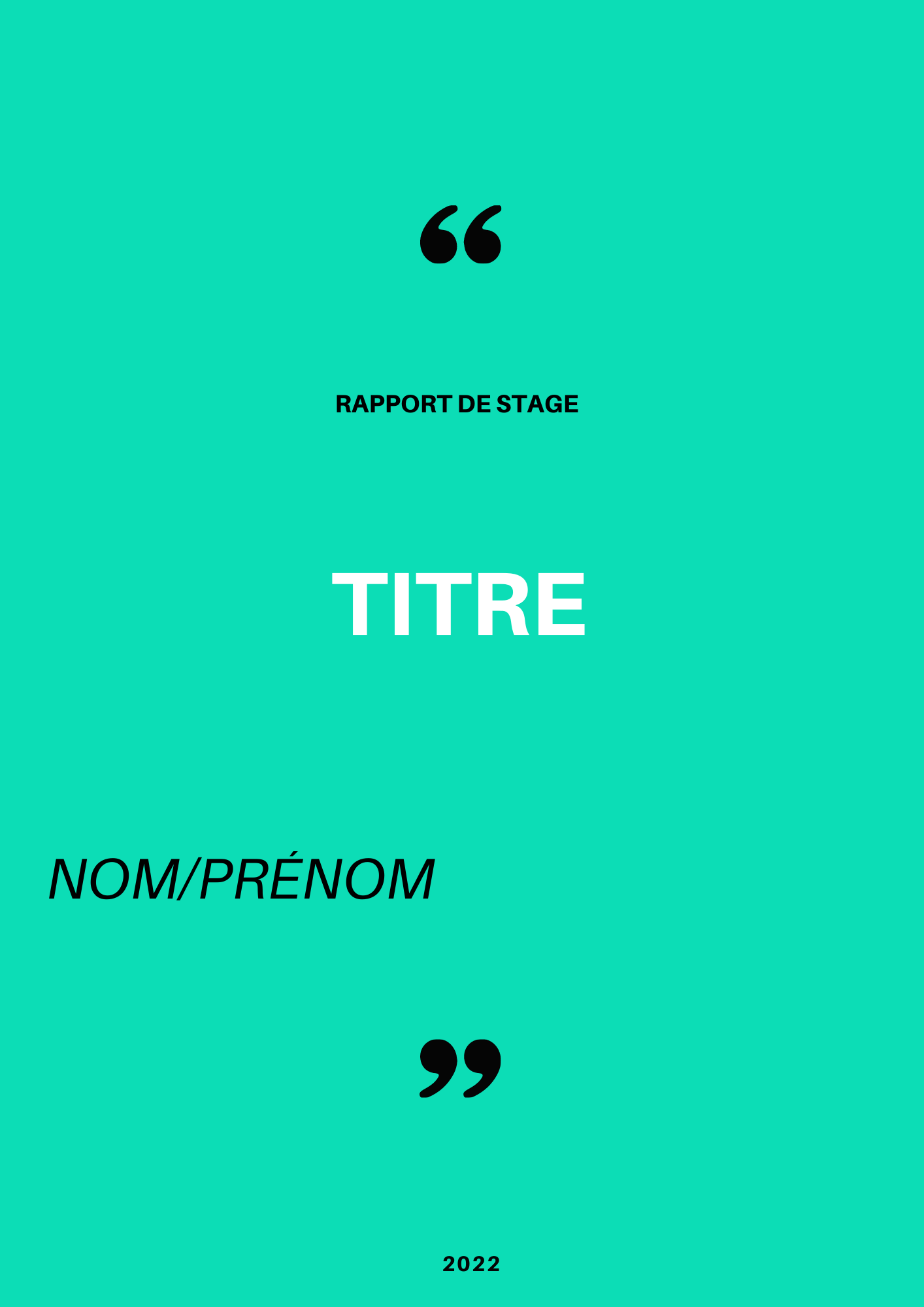 Page de garde et la couverture d'un rapport de stage