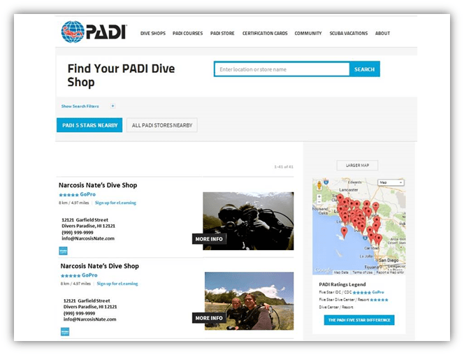 Premium Listing on the PADI Dive Shop Locator PADI Pros
