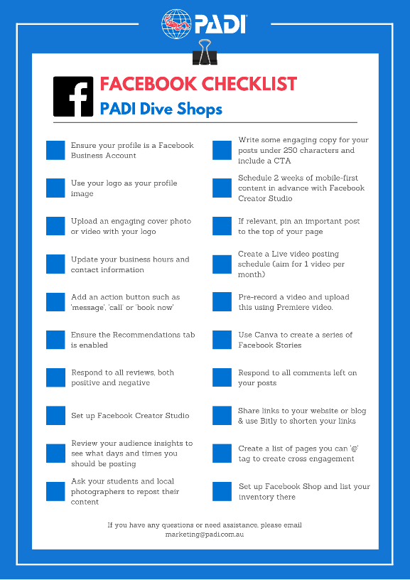 FbChecklist PADI Pros
