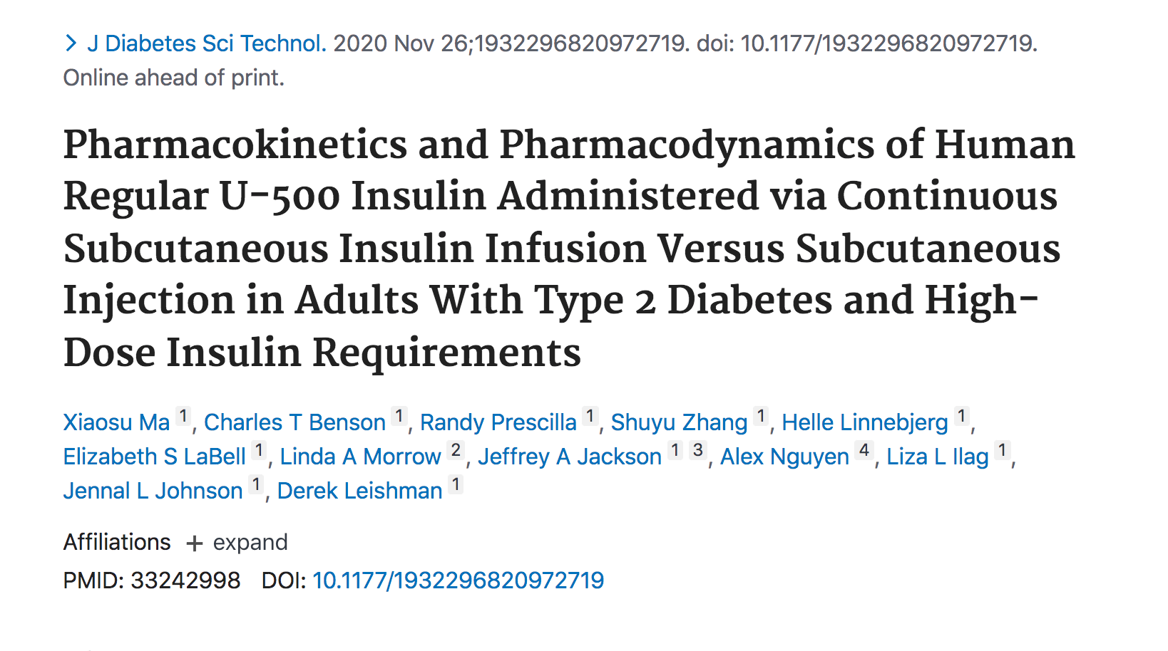 and Pharmacodynamics of Human Regular U500 Insulin (U500R) Administered via