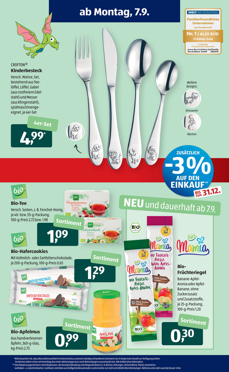 Aldi Süd Prospekt ab Montag, 07.09.2020 Seite 3 Prospektwerbung
