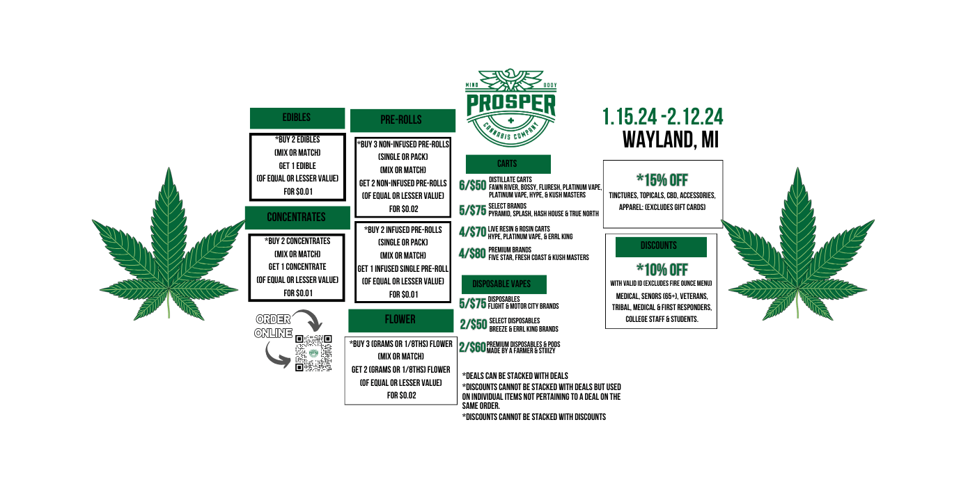 Medical Menu Constantine, MI Marijuana Dispensary Prosper Cannabis