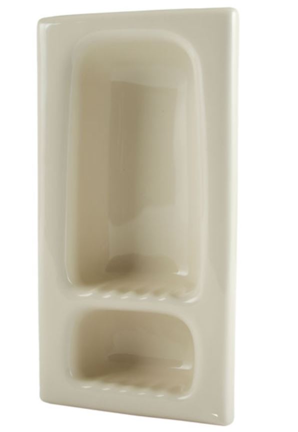 H412R Narrow Two Compartment Recessed Ceramic Shower Niche