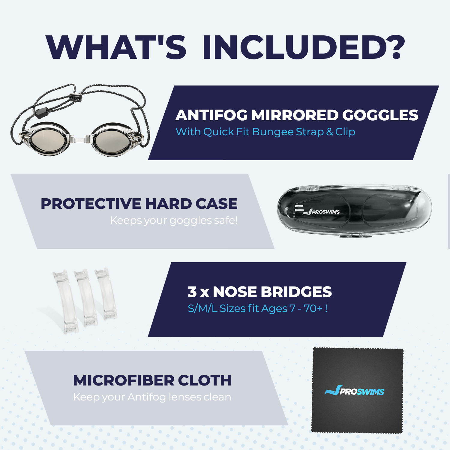 Gray Bungee Strap Swim Goggles Proswims