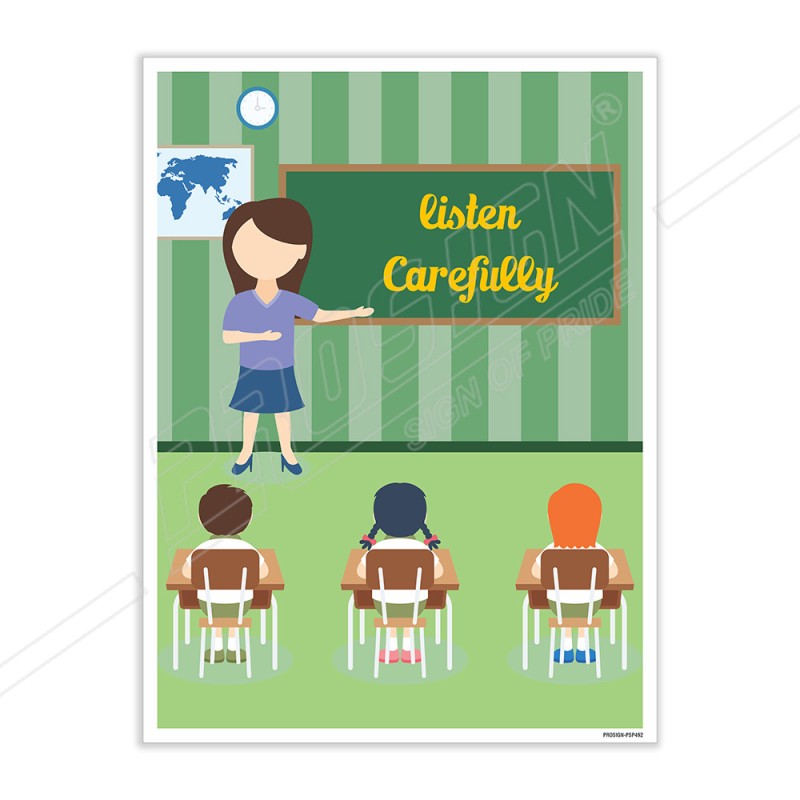 Listen Carefully School Safety Posters Protector FireSafety