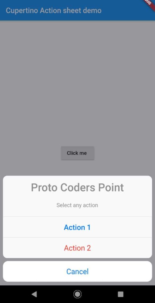 Bottom PopUp Cupertino Action Sheet flutter Widget Flutter Programming