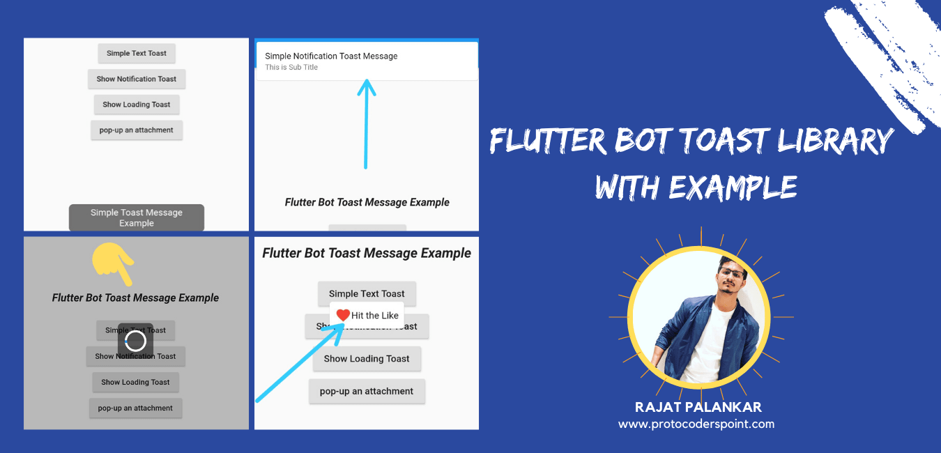 Flutter Bot Toast Library Show Toast message , Toast Notification etc