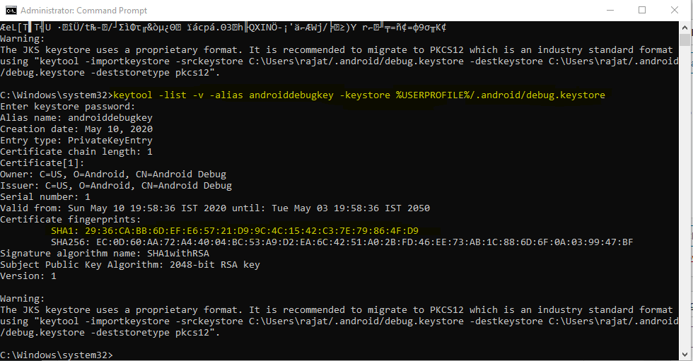 How to Generate SHA1 key fingerprint certificate for firebase android