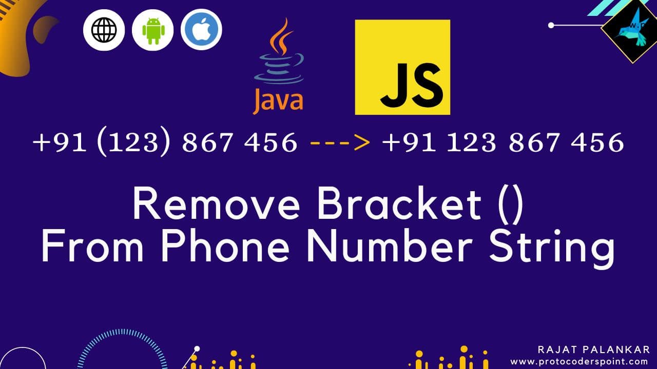 Remove brackets () from Phone Number string Java JavaScript