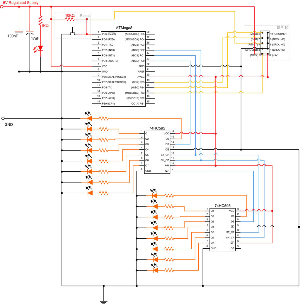 Introduction to 74HC595 shift register Controlling 16 LEDs Protostack