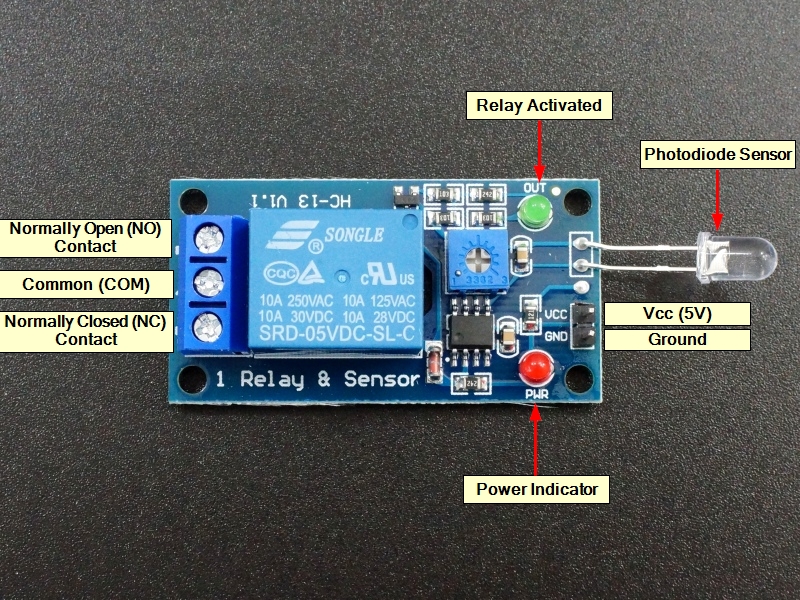 Light Sensitive Relay Module 5V ProtoSupplies
