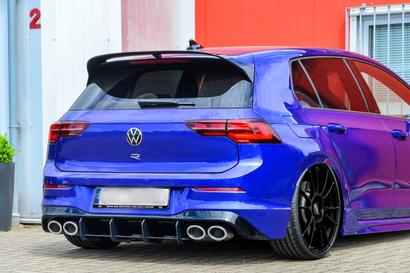 Performance Rear Bumper diffuser addon with ribs / fins For VW Golf 8 R
