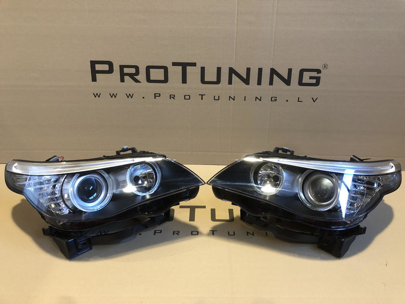 LCI OE Look Black headlights set For BMW E60 / E61 0310 Facelift look in Headlights buy best