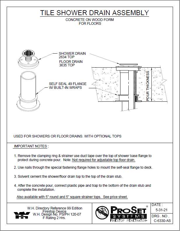 » C6330AS Tile Shower Drain AssemblyProVent Systems