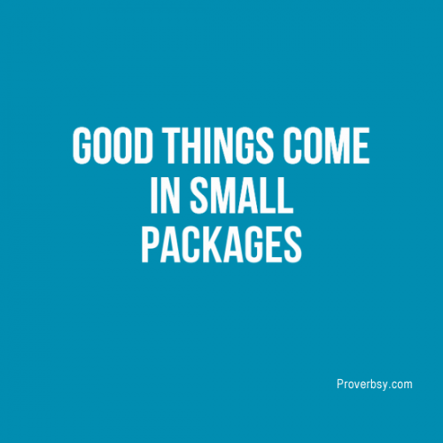 Good things come in small packages Proverbsy