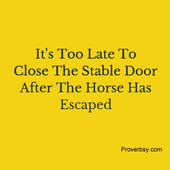 It's Too Late To Close The Stable Door Proverbsy